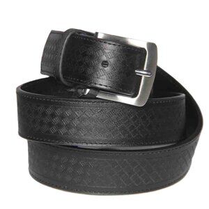 Lloyd Baker London Black Leather Belt Diamond Pattern Men's Size 38 BEST FITS 36